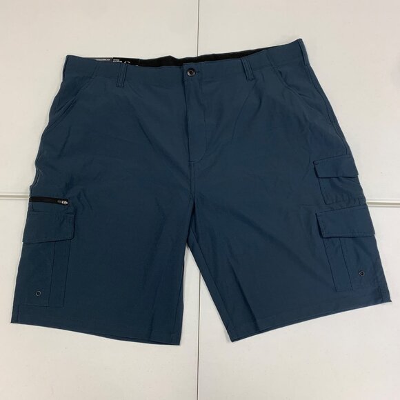 Iron Co Mens Stretch Tech Cargo Shorts Size 44 Pockets Navy Blue 11" Inseam - Picture 1 of 12
